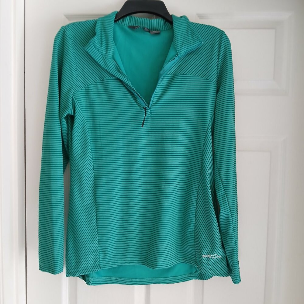 Eddie Bauer Shirt Long Sleeve Green Stripped pullover